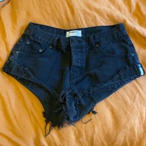 One Teaspoon Black Panther Bandit Denim Shorts